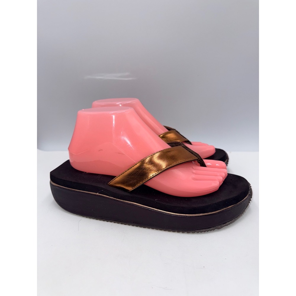 Volatile Platform Flip Flops BronzeY2K Metallic Wedge Sandals Size 10 ? See note
